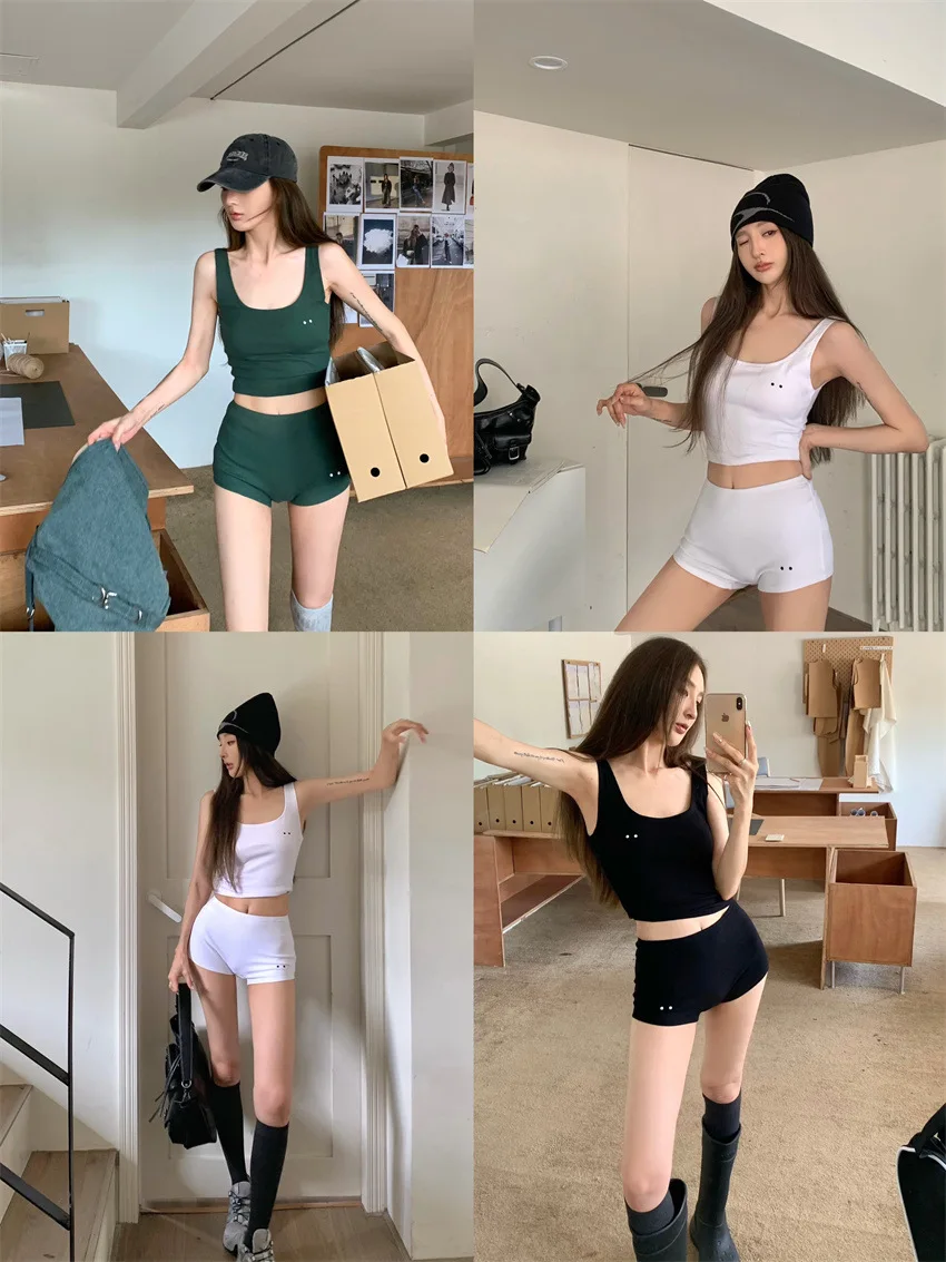 Sports vest and shorts set, two-piece American style casual and niche casual sportswear