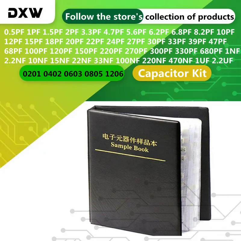 0201 0402 0603 0805 1206 Capacitor Kit 10PF 22PF 33PF 100PF 220PF 330PF 470PF 1NF 2.2NF 10NF 22NF  1UF 100NF  51/ 80/90/92values