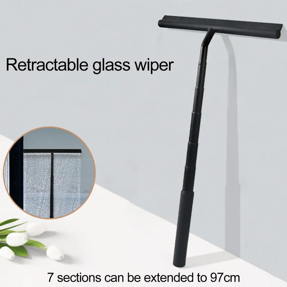 

Silicone Grip Bathroom Wiper Extendable Shower Squeegee Set with Anti-slip Grip Long Handle Non-drilling Bathroom for Shower