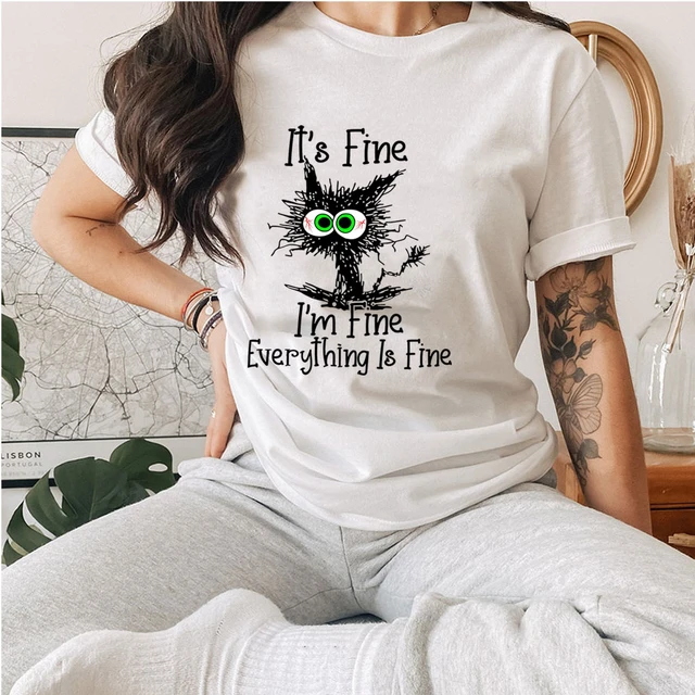 It's Fine Funny Iron on Patches For Clothes Cute Print DIY T shirt Applique  For Cat