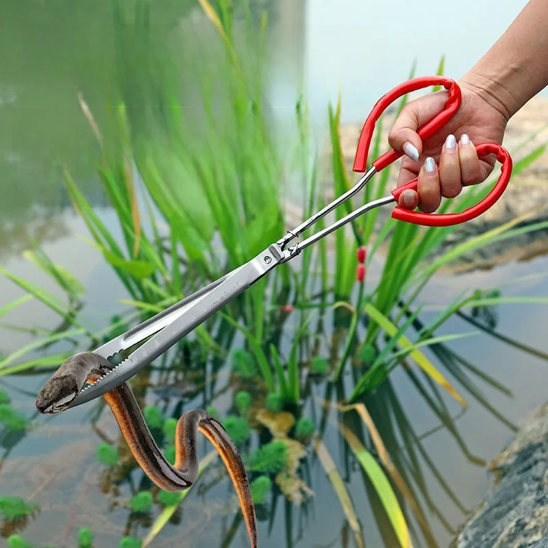 새로운 스테인레스 스틸 마그네틱 프리 피쉬 클램프 바다 탐험 도구 진흙물고기 게 바닷가재 클램프 야외 캠핑 낚시 장비