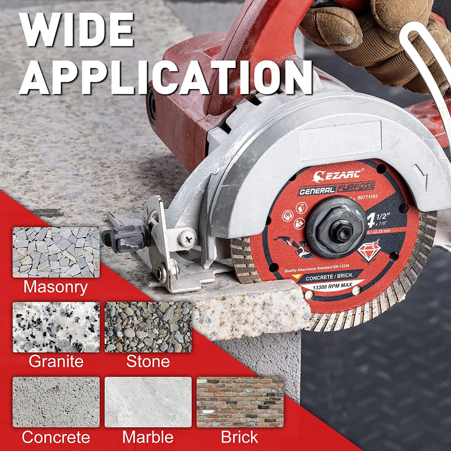 WOTAHI 5-Piece 4.5" Diamond Saw Blades Set - Turbo Rim For Angle Grinder, Dry/Wet Cut Concrete, Brick, Stone, Granite