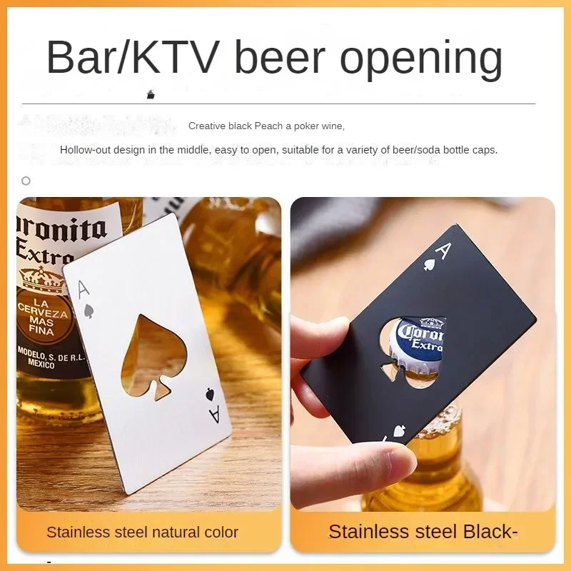 Creative Poker Card Bottle Opener Multi Gadget Stainless Steel Ace Of Spades Edc Pocket Beer Opener Tool Party Supplies 20PCS