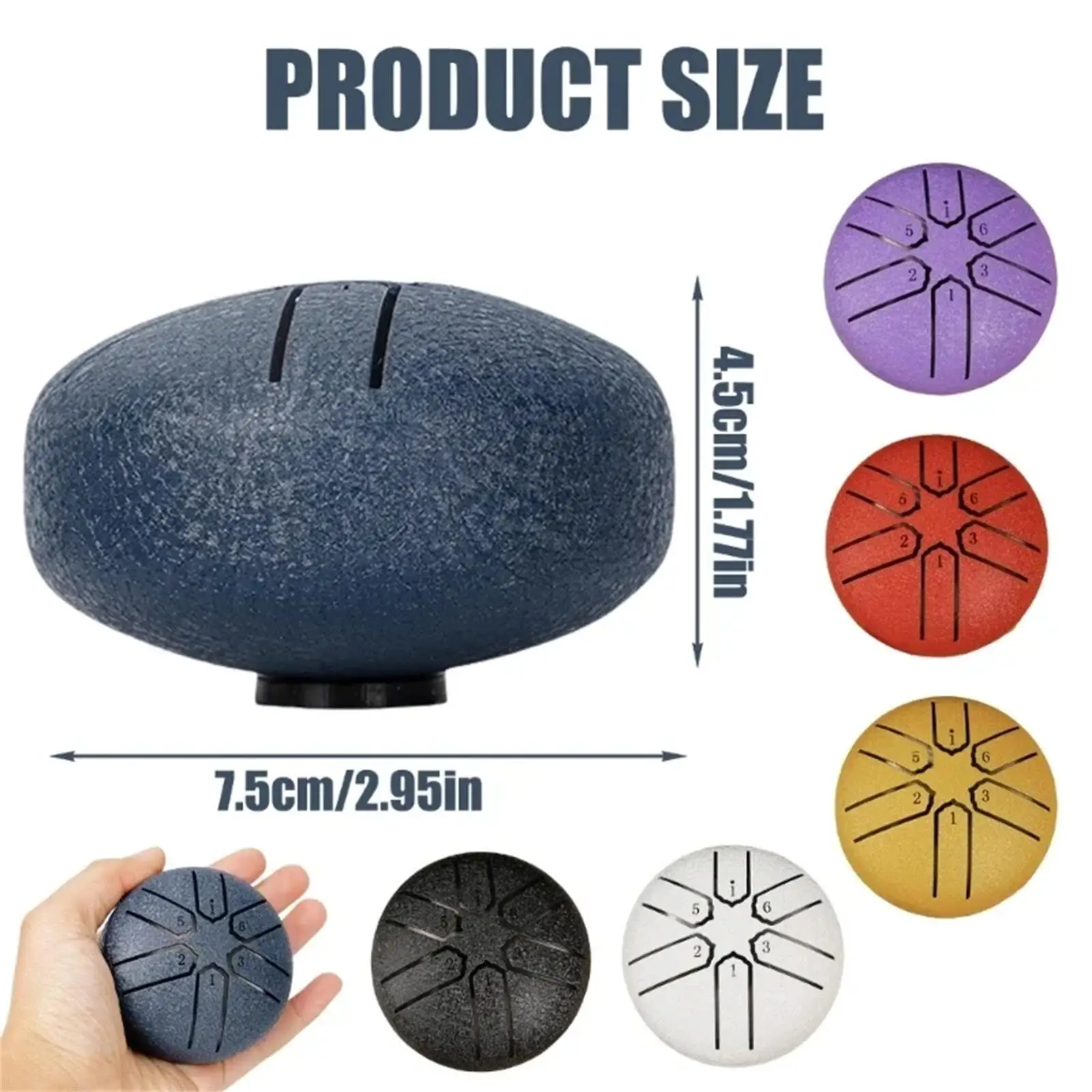 3-Inch 6-Tone Steel Tongue Drum Mini Hand Pan Set with Drumsticks & Song Book, Ideal for Beginners & Music Lovers, Percussion