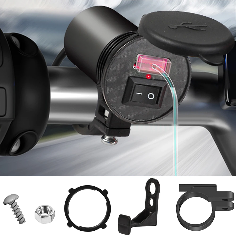 Waterproof Motorcycle Handlebar USB Charger with Power Adapter