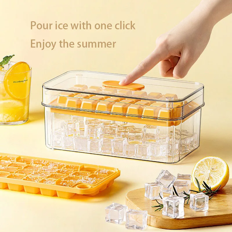 Zackoo 32 Grid Ice Mold Food Grade Foldable One Click Push Type Ice Cubes Tray Kitchen Accessories DIY Whiskey Cocktail Tools