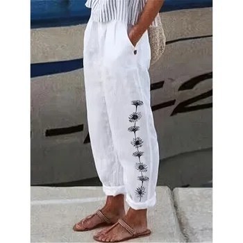 Plus Size 1XL-5XL Women's Print Trousers Comfortable Knitted Long Pants Fashion for All Seasons Fitted Design for Everyday Wear 1