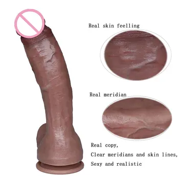 Skin Feeling Realistic Penis Soft Sexy Huge Dildos Female Masturbators Double Layer Silicone Suction Cup Anal Sex Toys For Women 3