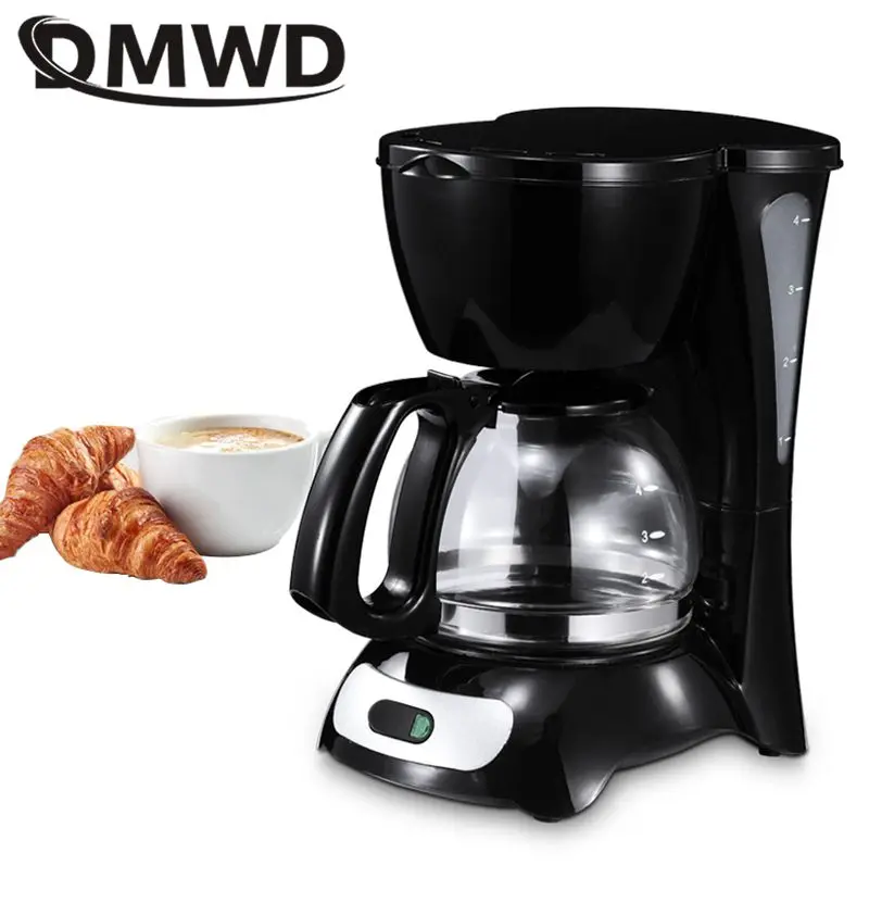 600ML Mini American Coffee Machine Automatic Drip Coffee Maker 4 Cups Maker with gladd jug for Home And Office 220V DMWD