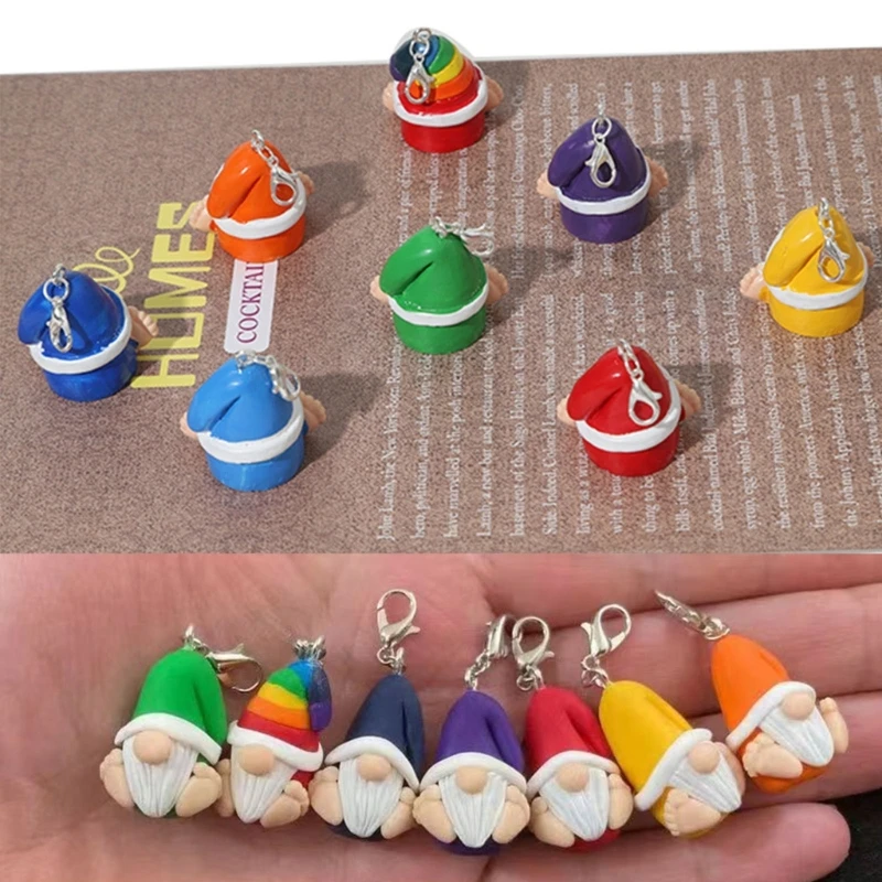 

Creative lovely Mini Gnomes Keychain Figurine Fairy Garden Gnomes Statue Resin Micro Landscape Gnomes Ornaments Keychain Pendant