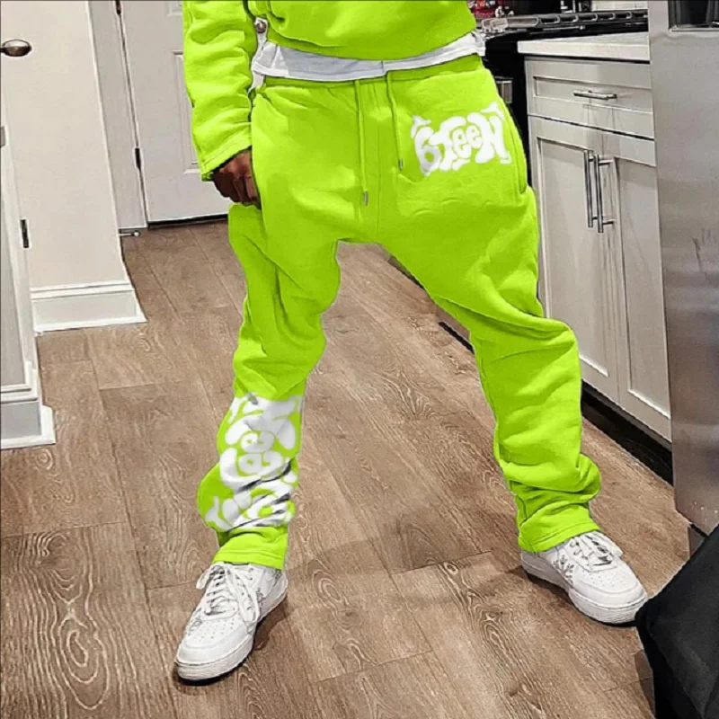 Y2K Flare Pants hip-hop European and American trend loose rope trousers letter printed American leisure high street Pants 2