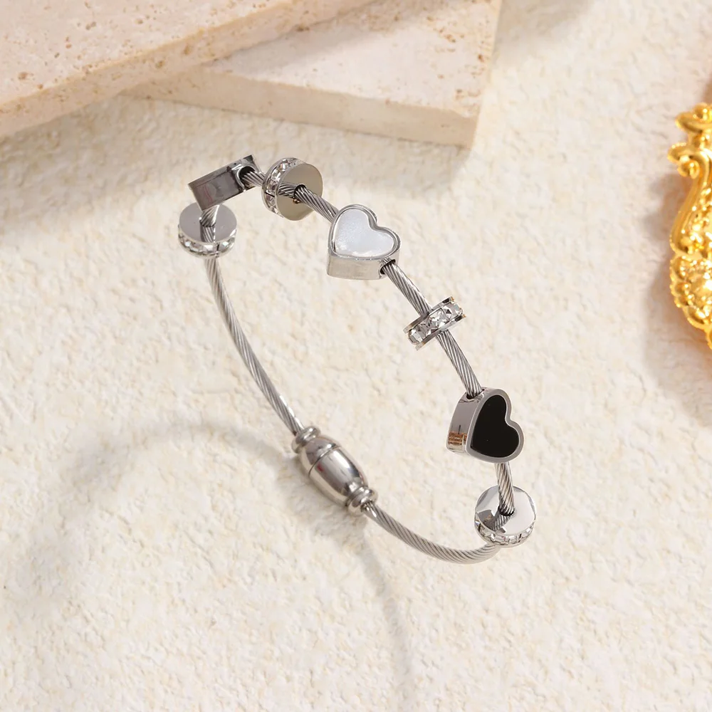Fashionable Simple Love Shell Round Bracelet Zircon Butterfly Roman Numeral Women's Bracelet Couple Accessories 2