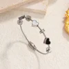 Fashionable Simple Love Shell Round Bracelet Zircon Butterfly Roman Numeral Women's Bracelet Couple Accessories 2
