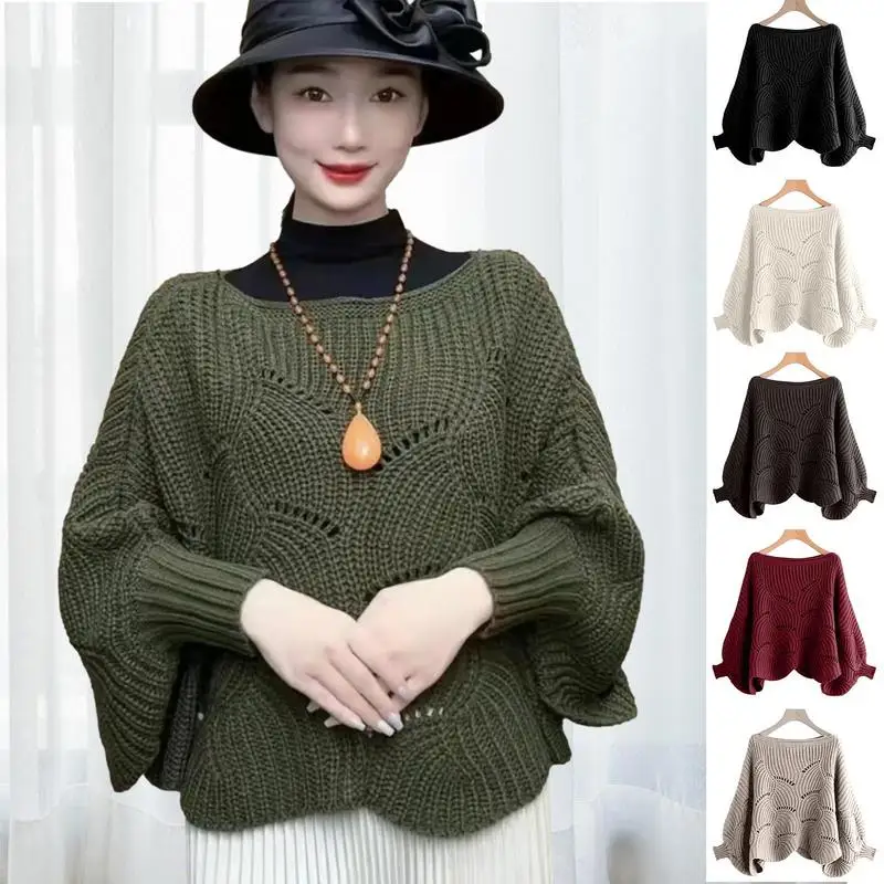 

Oversize Wrap Sweater Bat Sleeves Irregular Hem Women's Cable Knit Baggy Slouchy Sweaters Chunky Solid Color Shawl Women Winter