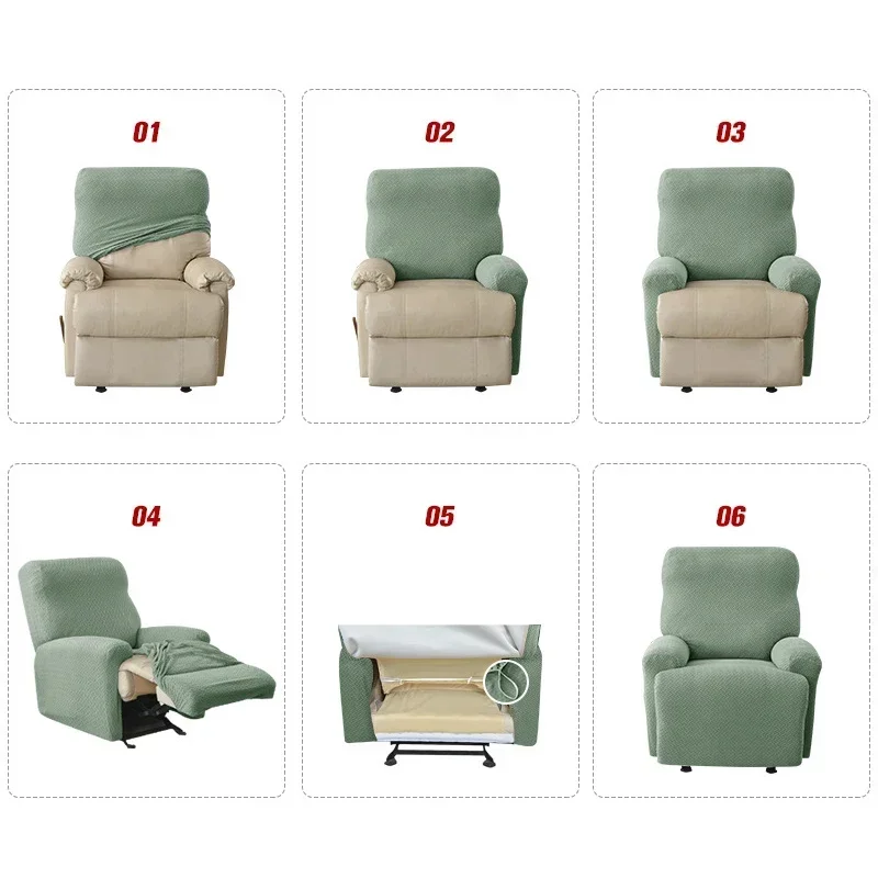 Jacquard Recliner Sofa Cover Stretch Spandex Couch Slipcovers Non Slip Armchair Slipcovers 4pcs/set