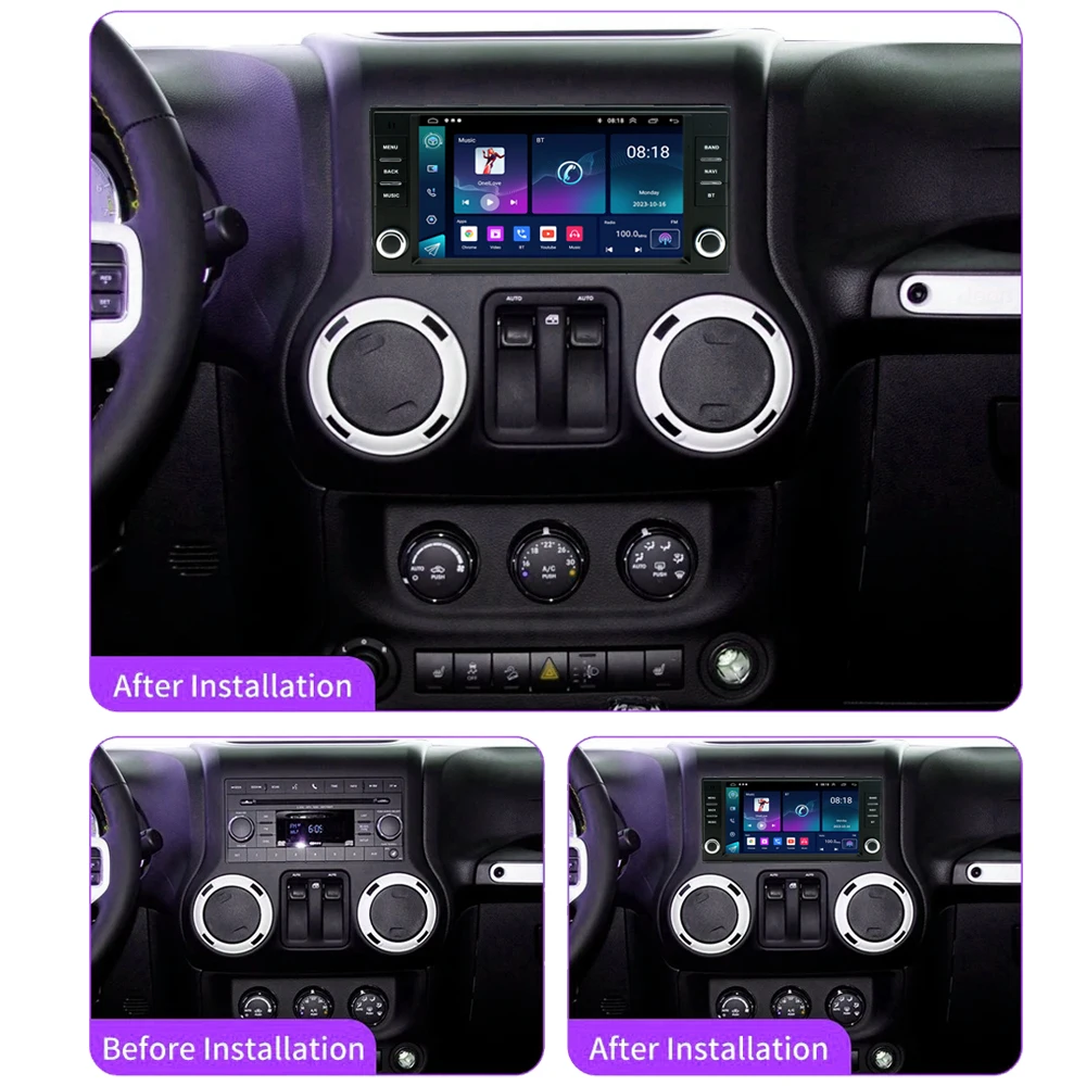 Reproductor Multimedia para coche JEEP Grand Cherokee Liberty Wrangler Chrysler, Perillas duales de 7 pulgadas, Radio Android, 2-32GB, Carplay, GPS, WiFi 2