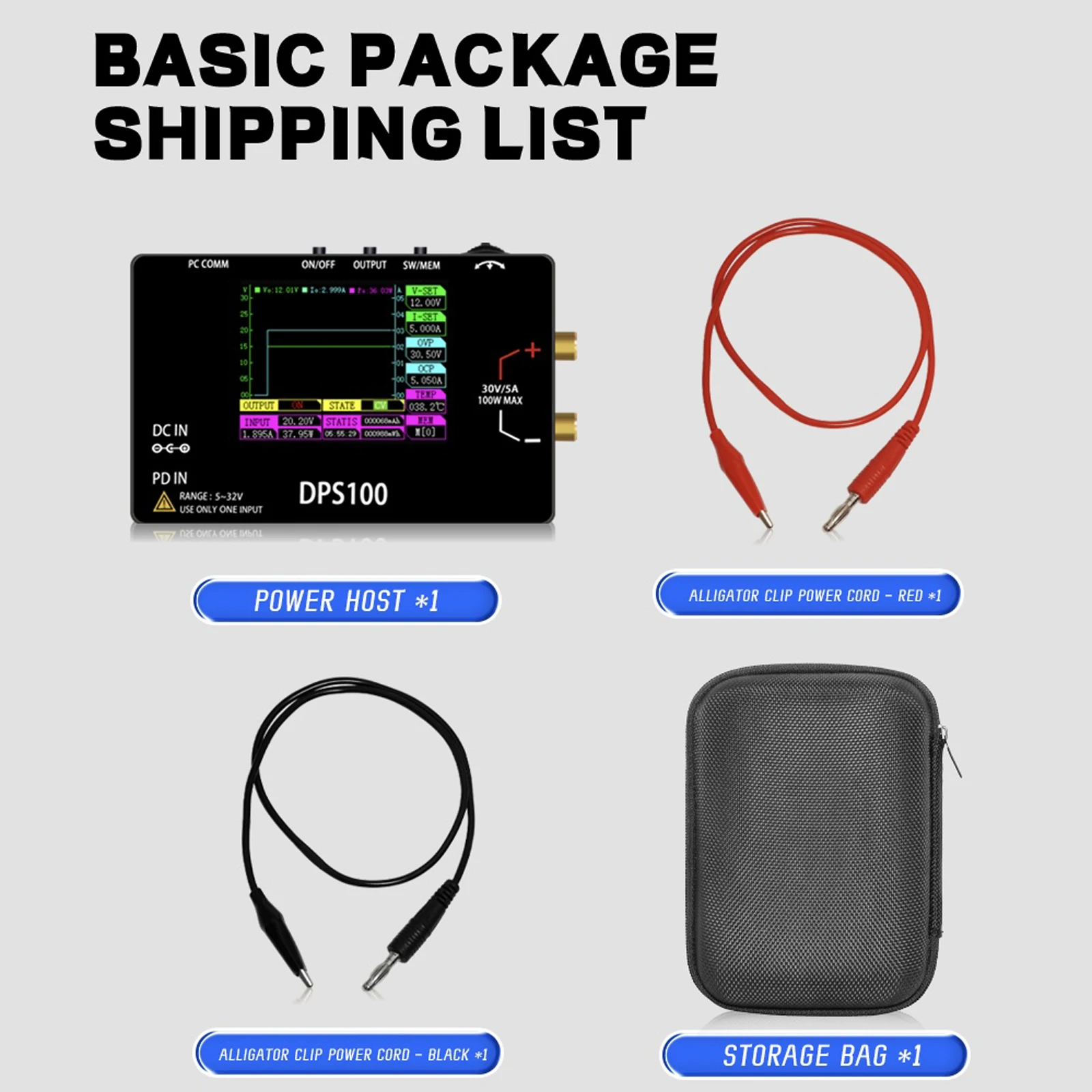 DPS100 Pocket Laboratory DC Power Supply 30V 5A 100W Pocket Size Bench Switching Programmable Voltage Regulator Power Supply