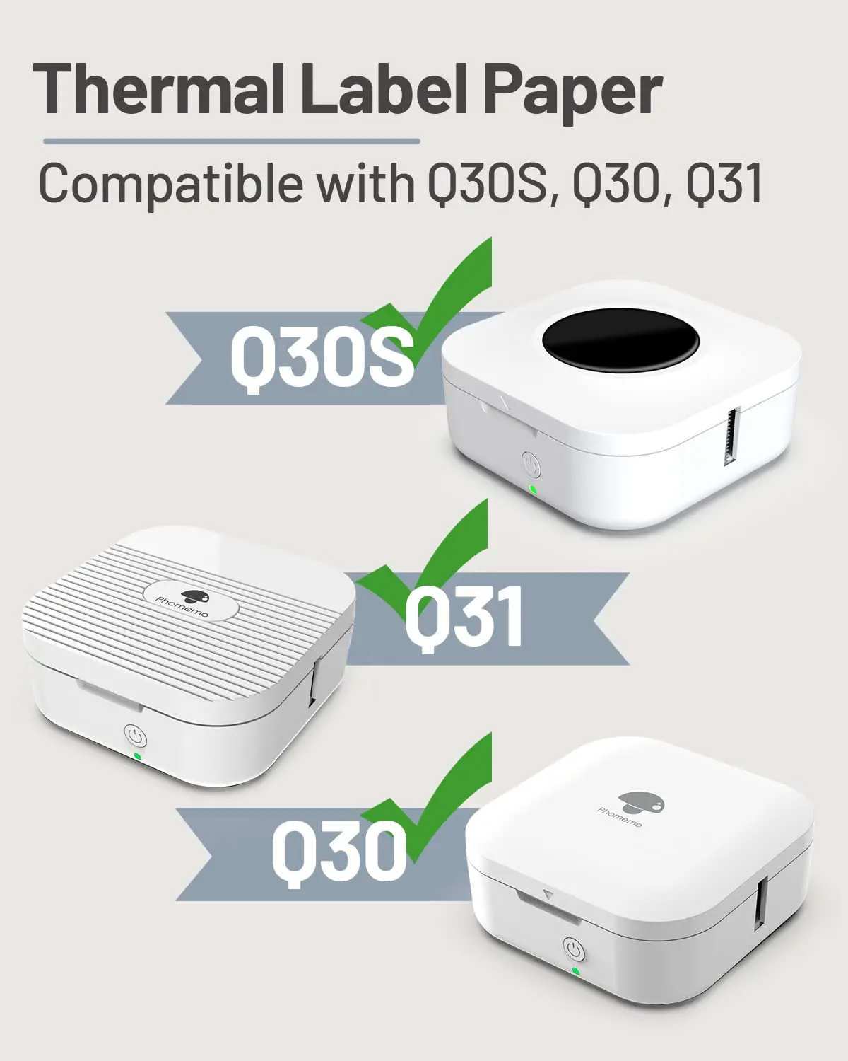 Ruban d'étiquettes pour imprimante Phomemo Q30, 3 rouleaux de