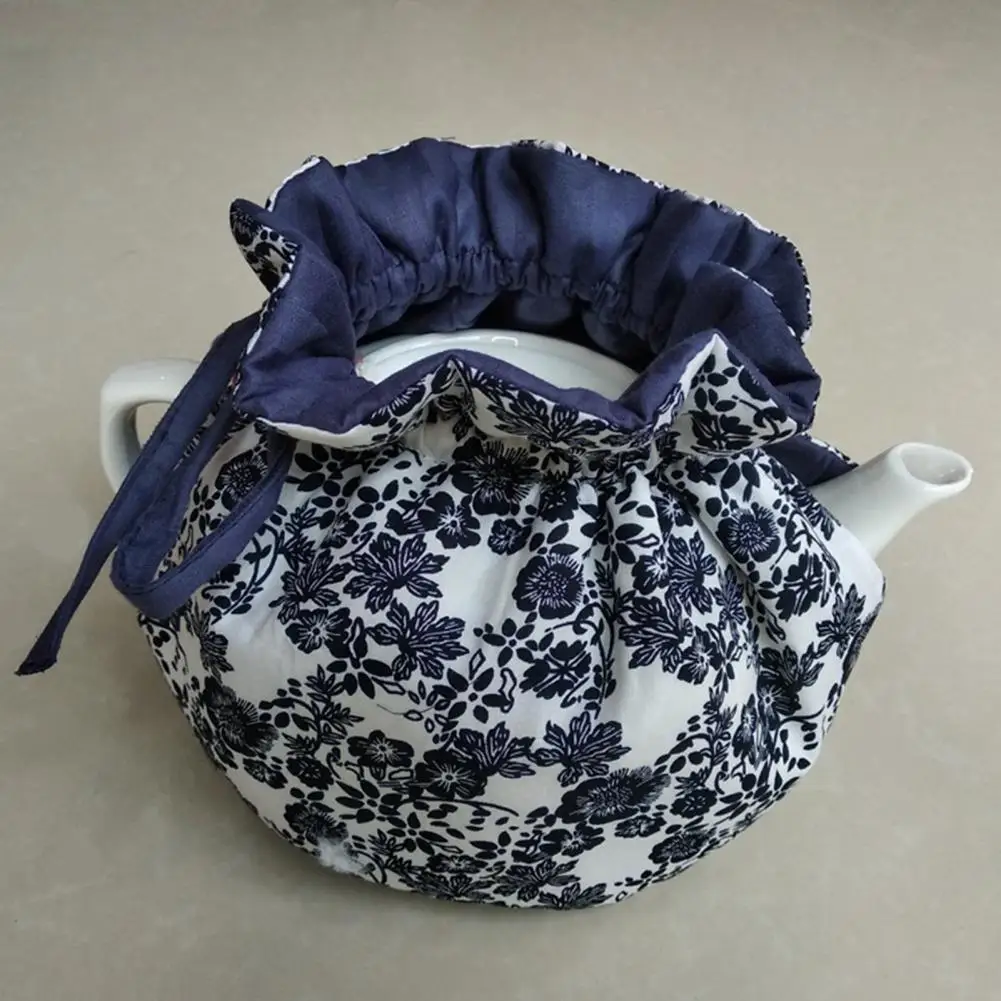 Creative Flower Pattern Teapot Dust Cover Beautiful Cotton Teapot Holder Sleeve for Home Outdoor