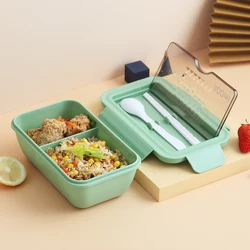 Cute Lunch Box for Kids with Compartments - Microwave - Safe Bento Container for School, Outdoor, and Picnic (Green)