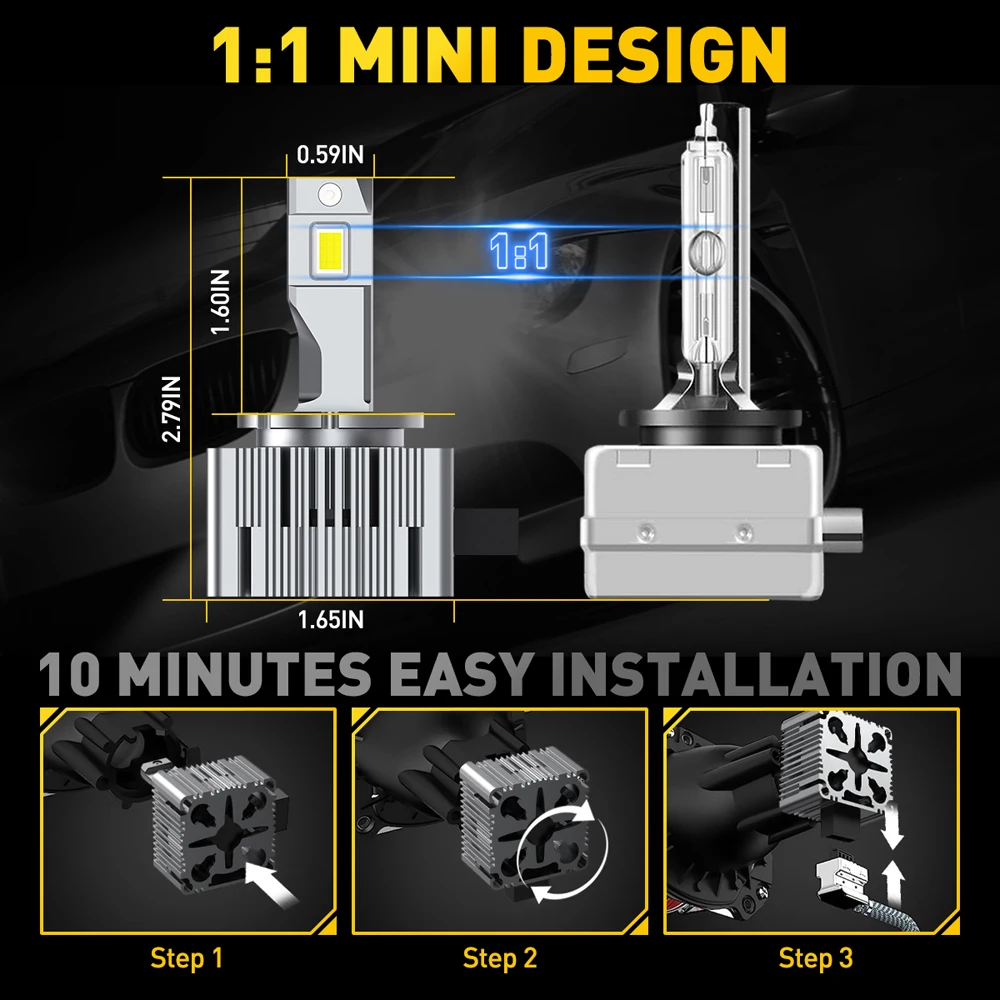 2Pcs D3S D1S 120W 30000LM LED Headlight Bulbs Canbus Car Light Auto Lamp D2S D4S 6000K Cool Plug and Play led car lights led bulbs led headlights led car headlights car headlamps hid headlight bulbs