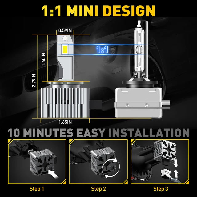 Kit Lampadine LED D1S/D1R 120W - 30000LM, 6000K, +700% Luminosità, Canbus Ready - 2 Pezzi - Foto 8