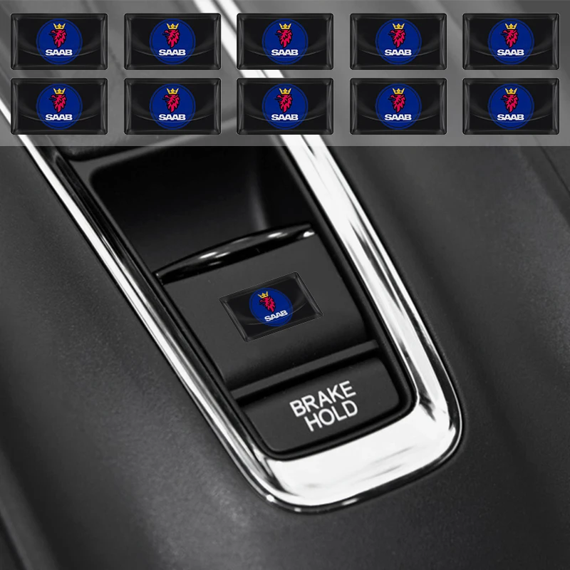 

10pcs Car Logo Styling Sticker Steering Wheel Interior Decal For SAAB 93 Vector Aero Pantalla Radio Android Gripen Accessories