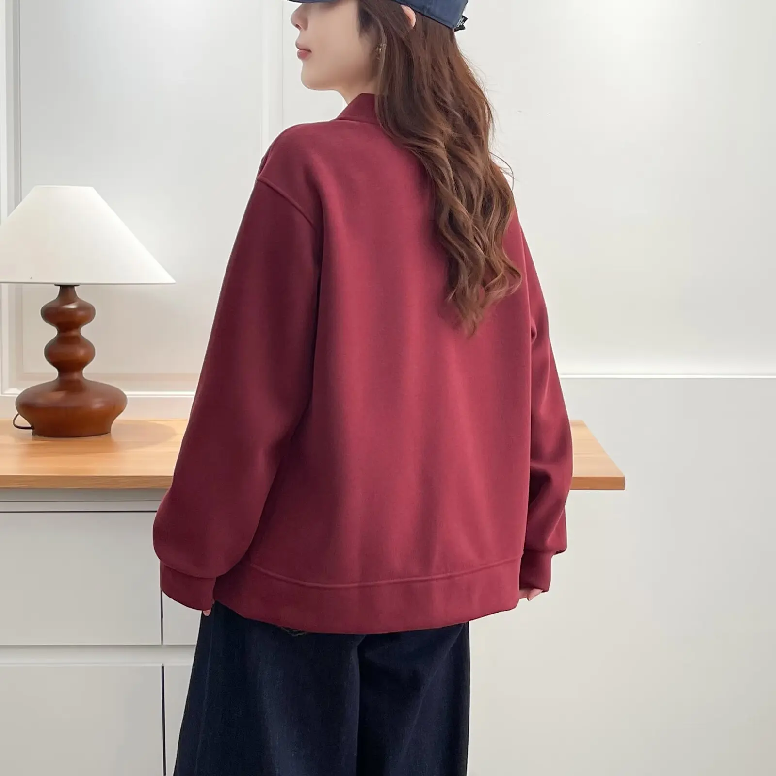 XXXXL Fashion Plus Size Women's Baseball Jacket 2025 Autumn New Simple Solid Color Zipper Coat 8228