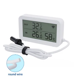 Smart WiFi Temperature & Humidity Sensor with External Probe and App Remote Control - Round Wire