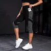 Colorblocked High Waist Yoga Pants Capri Leggings with Pockets for Women Tummy Control Workout Capri Leggings for Women 1