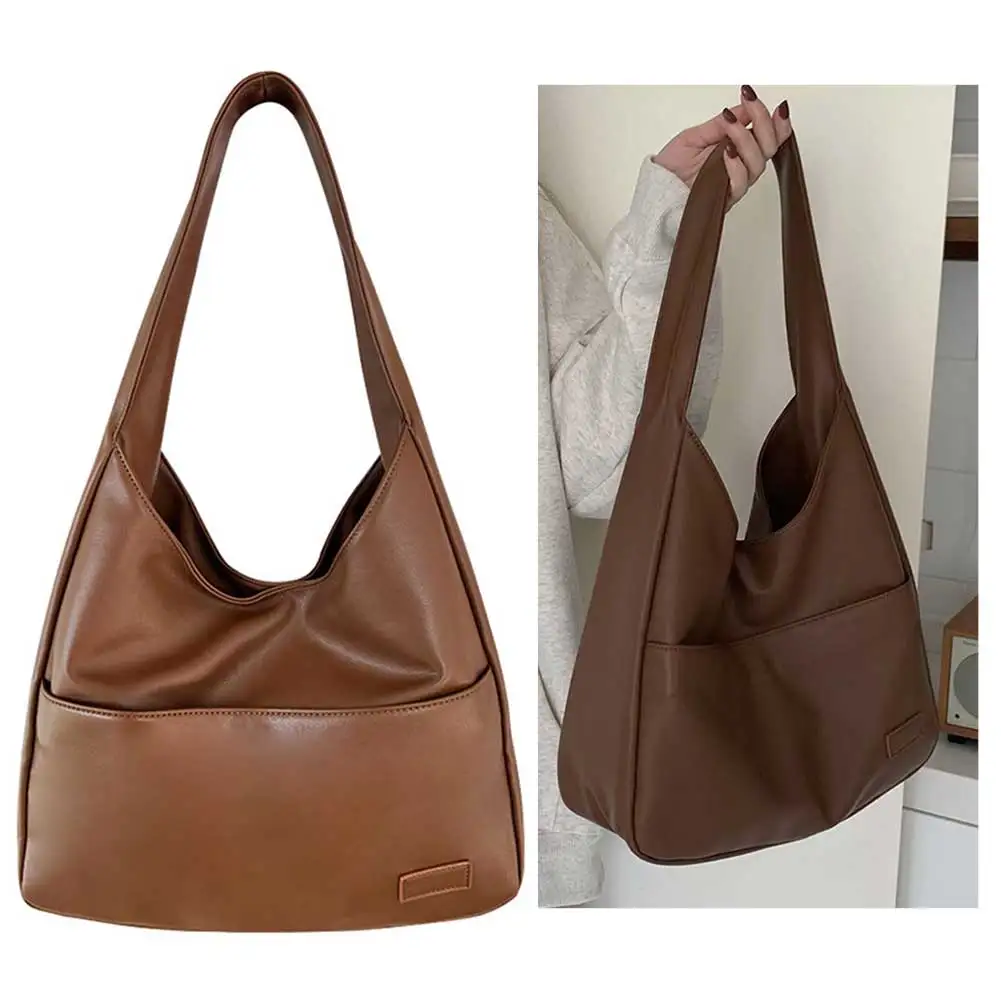 Women Vintage Hobo Bag PU Leather Shoulder Bag Large Capacity Retro Tote Handbag