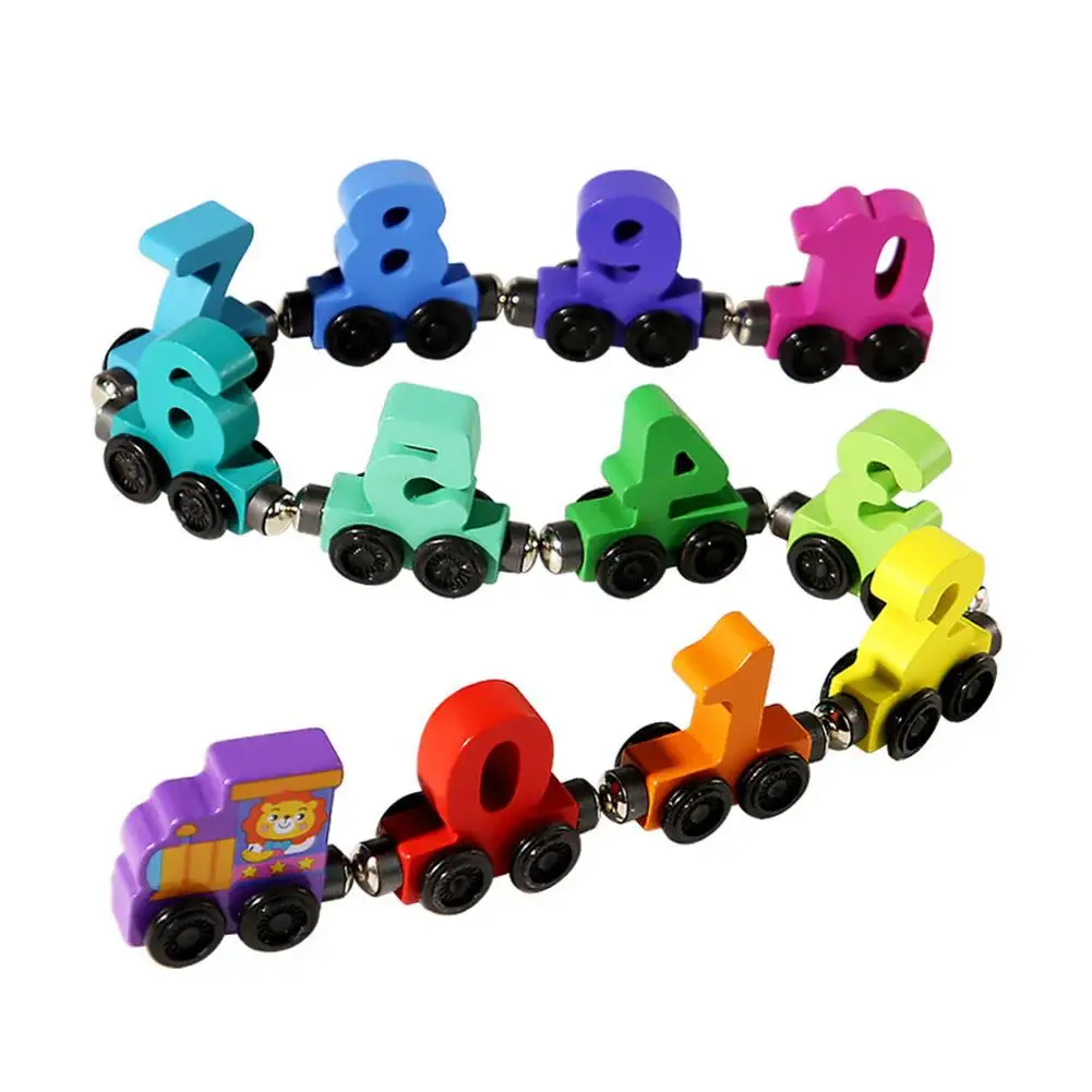 Wooden Number Digital Magnetic Train Toys Colorful Building Blocks Educational Hand-eye Coordination Magnetic Digital Train