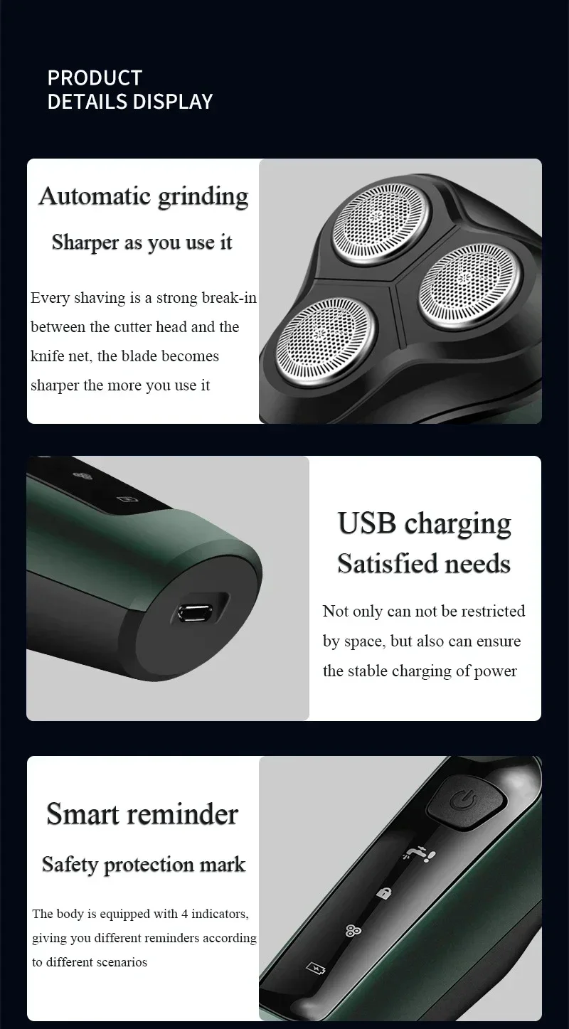 Xiaomi Electric Shaver for Men Waterproof Electric Trimmer Razor Wet Dry Use Rechargeable Battery Rotary Shavers Machine shaving