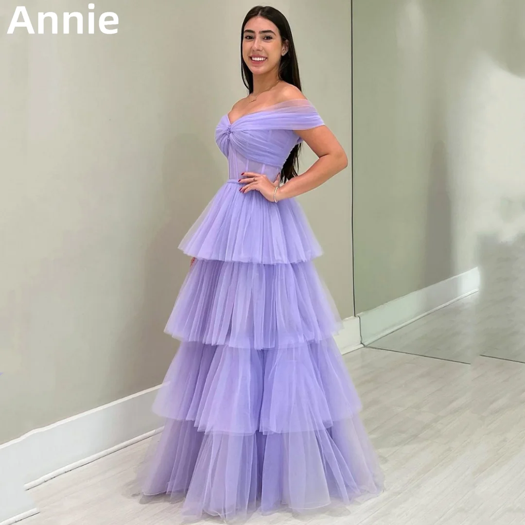 

Annie Lavender Purple Prom Dresses Sweet Tulle Layering Evening Dress 2024 فساتين السهرة Wedding Formal Occasions Party Dress