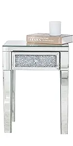 mirrored side table with draw