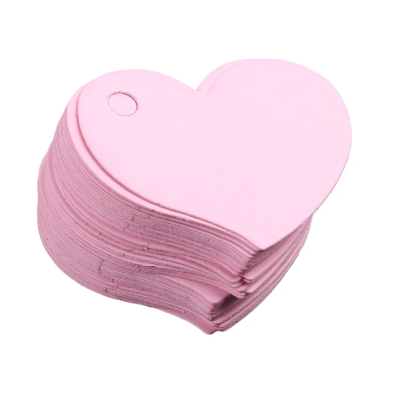 50x Blank Paper Card with Hole Heart Shape Word Message Graffiti DIY Gift Card