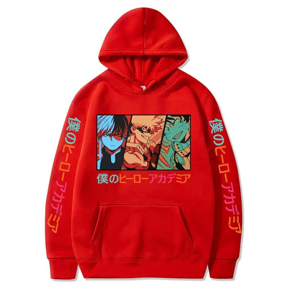 

Anime Hoodie My Hero Academia Shoto Todoroki Bakugou Deku Graphic Print Sweatshirt Pullover Casual Loose Unisex Sportswear Hoody