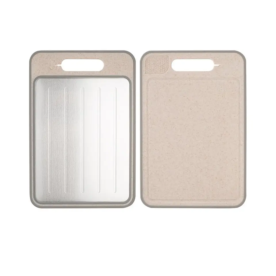 Double Sided Stainless Steel Wheat Straw Cutting Board