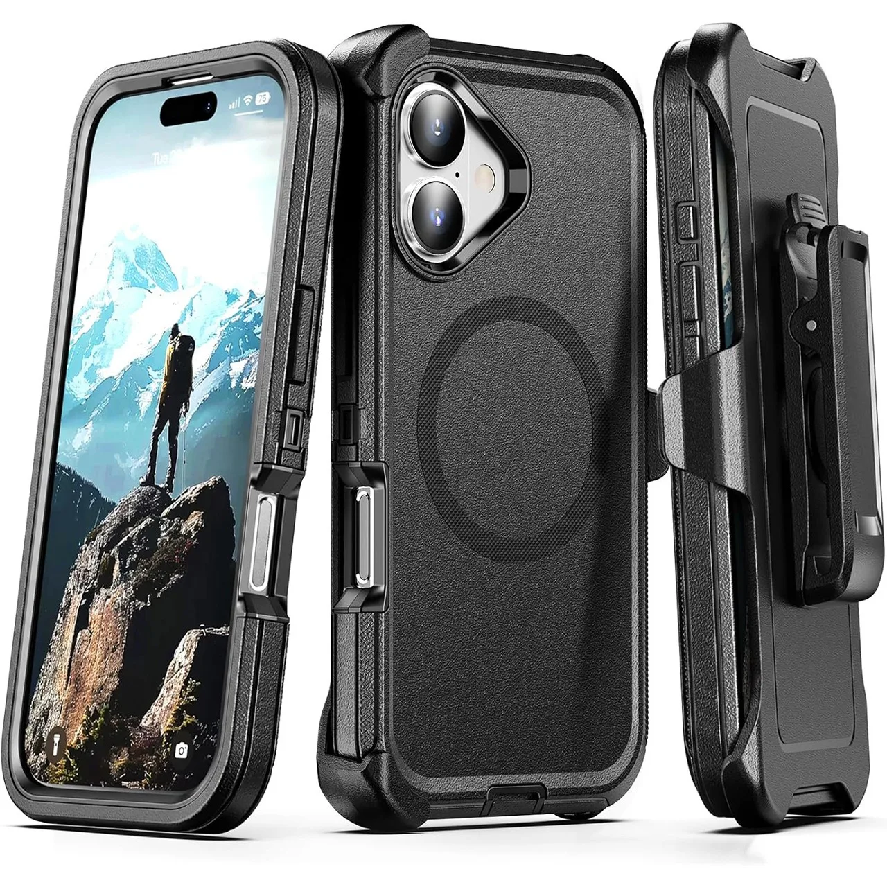Heavy Duty Magnetic Rugged Armor Case - Shockproof Protective Cover Compatible with MagSafe Charging