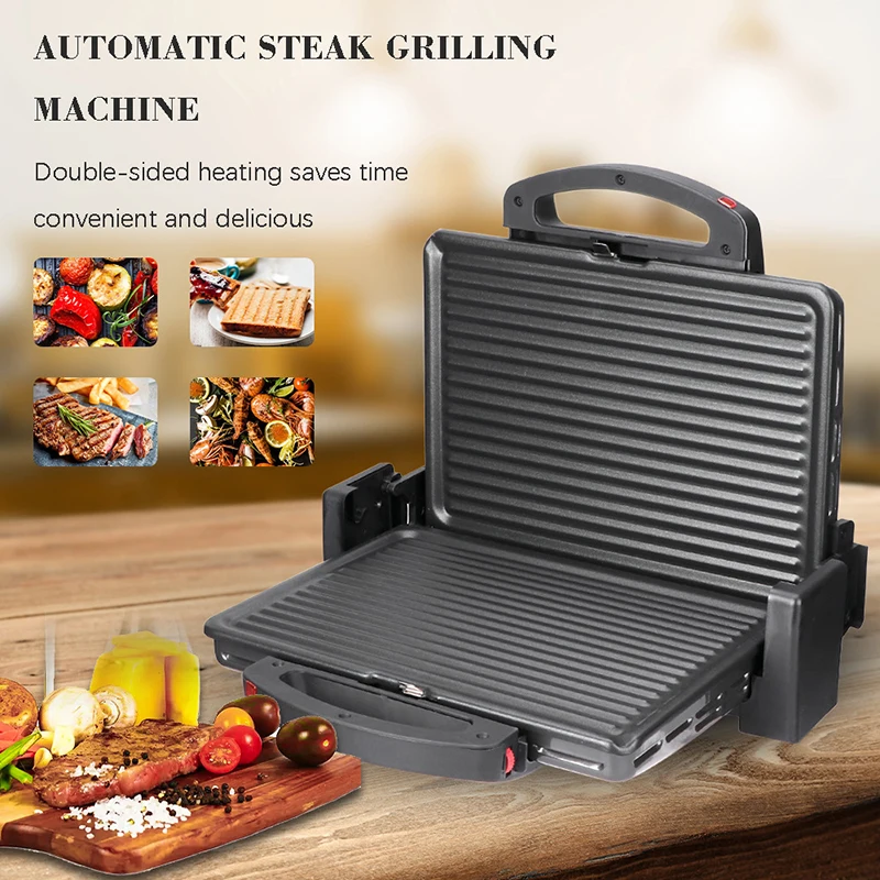 Panini Sandwich Maker Breakfast Machine Barbecue Sausage Household Burger Toast Cooking Utensils 2000W Electric Non Stick Pan