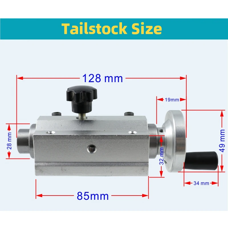 Multifunction Drilling Tailstock Live Center Silver Metal With Claw For Mini Lathe Machine Revolving Centre Accessories Chuck lathe tailstock center
