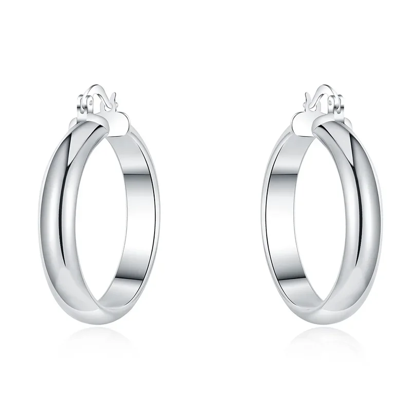 

Серьги-кольца женские гладкие из серебра 925 пробы, 34 мм