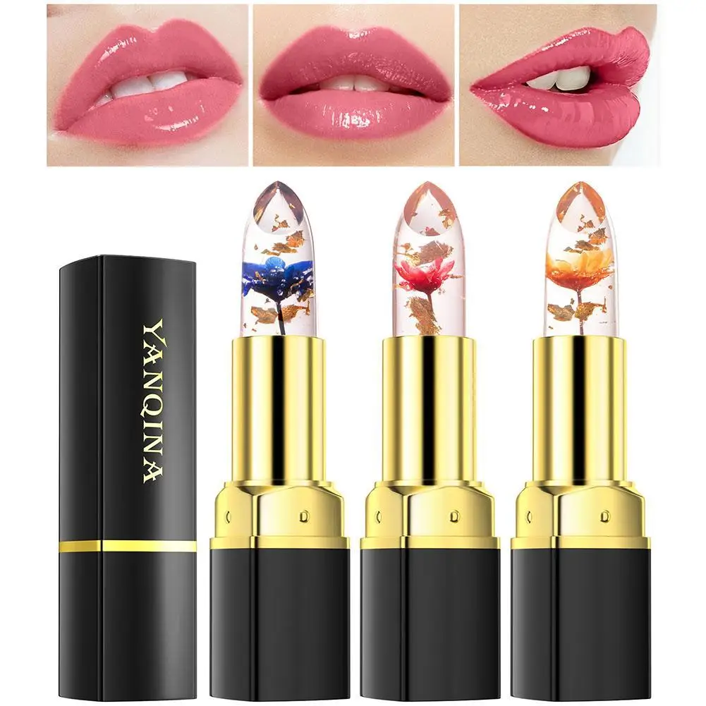 Crystal Jelly Flower Lipstick Temperature Color Changing Lip Balm Lasting Moisturizing Fade Lips Fine Lines Sexy Soft Lips Care dior rouge ultra care flower oil radiant lipstick lipstick 635 ecstase 3 2 г