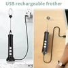 3 In 1 Electric Milk Frother Rechargeable Milk Foam Maker Handheld Foamer High Speeds Milk Frother Drink Mixer Coffee 6