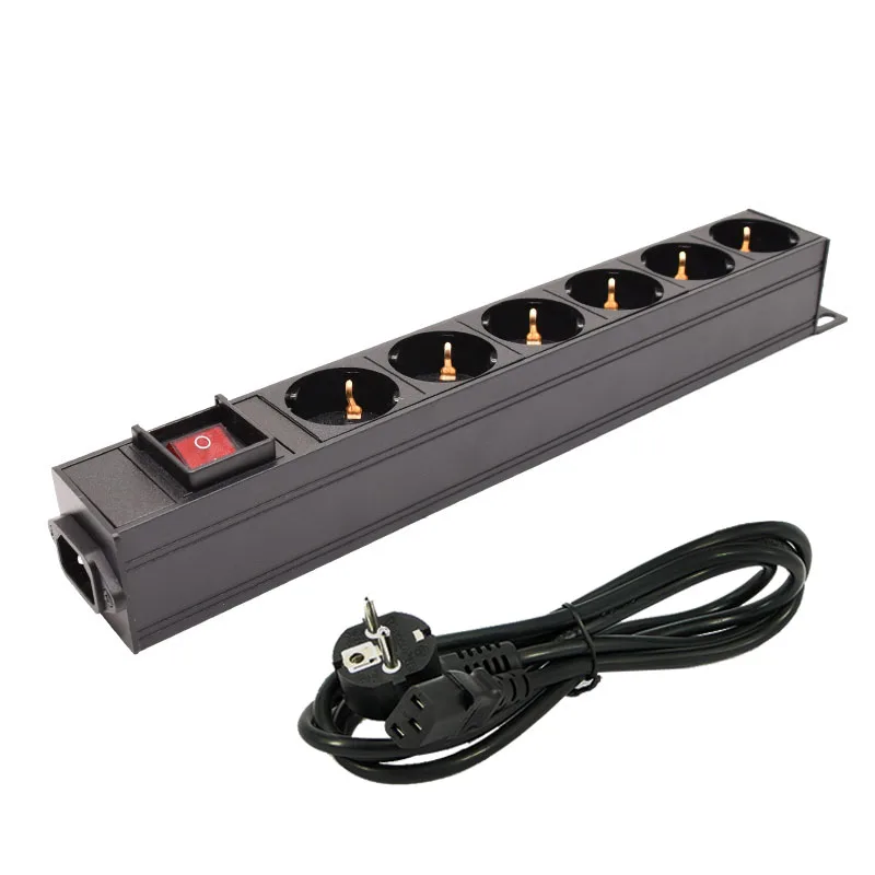 

New 16A German standard Socket with switch C13 Interface PDU Power Strip Engineering Network Cabinet 6 AC EU output jack