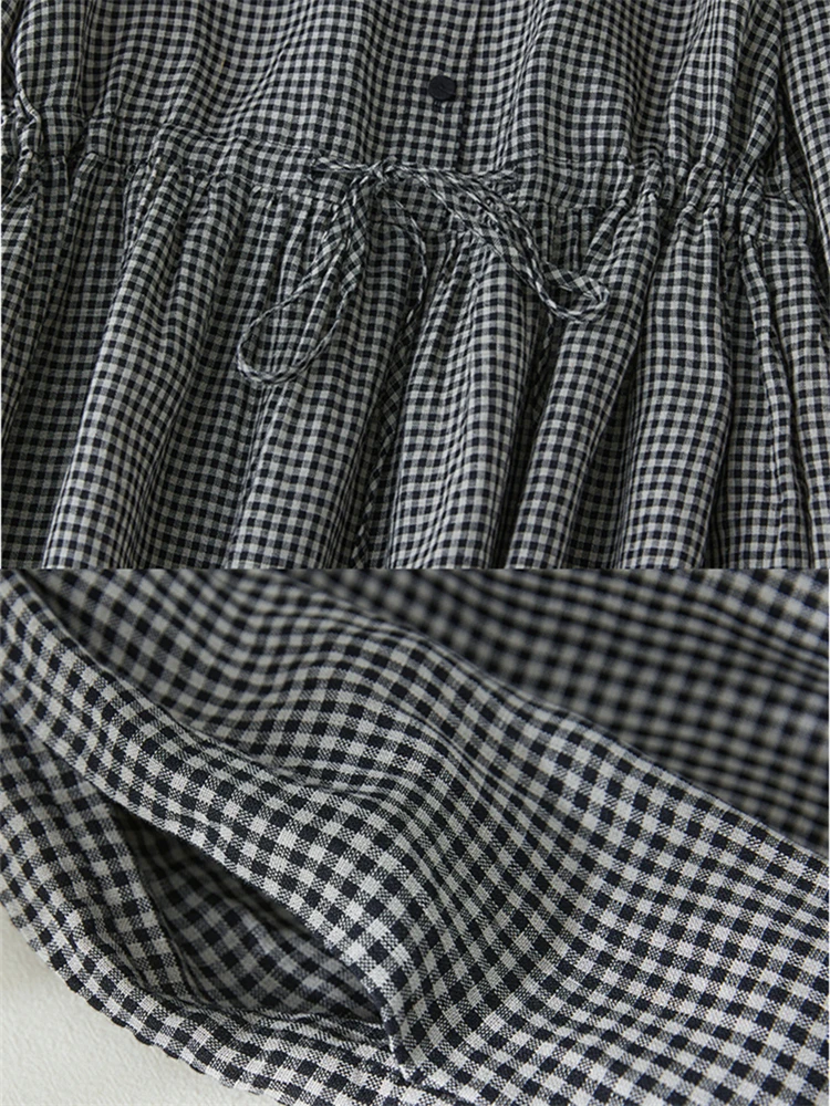 2025 Patchwork Fashion Black White Plaid Autumn Dresses Office Lady Work Dress Japanese Style Women Spring Casual Long Clothing