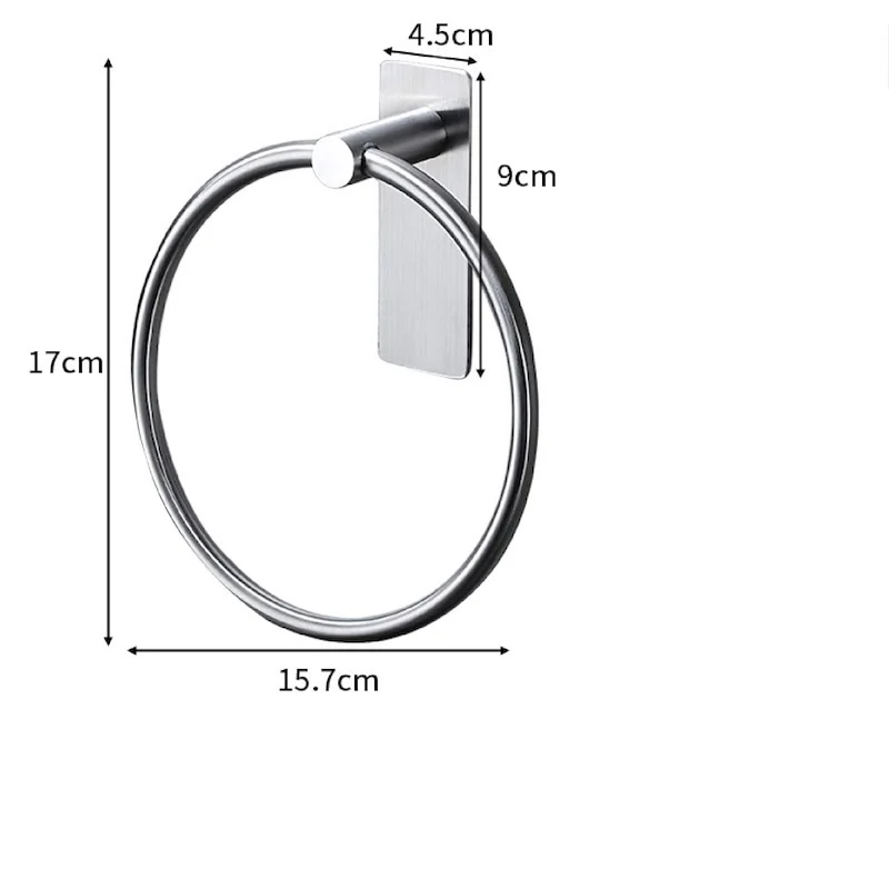 Hand Towel Holder Satin Nickel Stainless Steel No-punch Towel Ring Bathroom Shelf Kitchen Accessories Home Decoration Rack