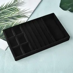 Elegant Black/Dark Green Flannel Jewelry Storage and Display Box (Black - 05)
