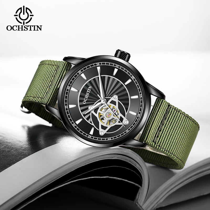 chstin new 2024 creative creative nylon series trend personalized watches skeleton mechanical movement men's mechanical watches