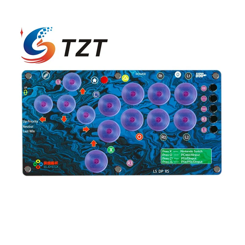 

TZT SG Joystick 13-Button Mini Arcade Controller Fight Stick without/with Screen for PC/PS4 Hitbox SOCD Mode